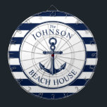 Nautical Themed Beach House Anchor Dartscheibe<br><div class="desc">Ein komplett individualisierbares und lustiges Dartboard Set mit einem einzigartigen Thema für Wassersporthäuser. Es verfügt über einen in der Mitte zentrierten Anker und ein lebendiges marinebrandiges und weißes Farbschema. Alle Elemente sind entsperrt und einstellbar,  wenn Sie Änderungen vornehmen möchten.  Viel Spaß beim Schaffen und für Ihre eigene Kreation.</div>