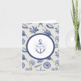 Nautical Themed Blue Seashell Blank Dankeskarte