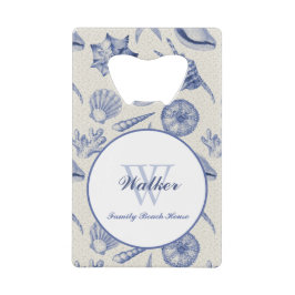 Nautical Themed Blue Seashell Custom Geldbeutel Flaschenöffner