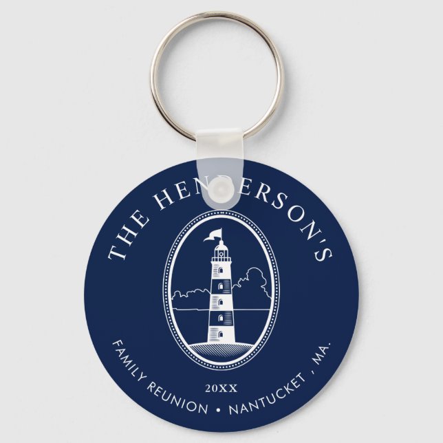 Nautical Themed Family Wiedersehen Lighthouse Navy Schlüsselanhänger (Vorderseite)