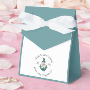 Nautical-Themed Floral Anchor White Aqua Aquamarin Geschenkschachtel