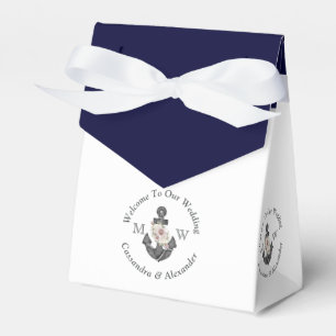 Nautical-Themed Floral Anchor White Navy Blau Geschenkschachtel