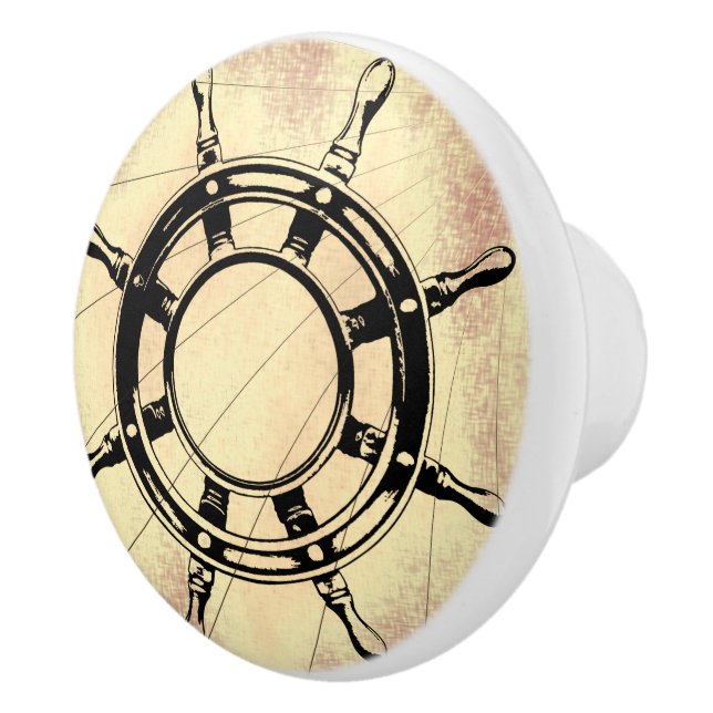 Nautical Themed Wheel Sepia & Red Keramikknauf (Rechts)