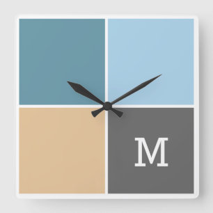 Nautical Tiles benutzerdefinierte Monogramm-Wanduh Quadratische Wanduhr