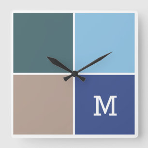 Nautical Tiles benutzerdefinierte Monogramm-Wanduh Quadratische Wanduhr