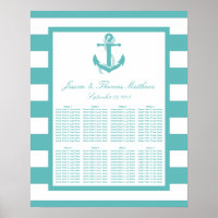 Nautical Turquoise Stripe Anchor Wedding Seating