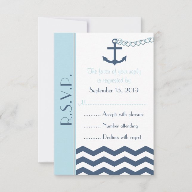 Nautical UAWG Wedding Invitation Card RSVP Karte (Vorderseite)