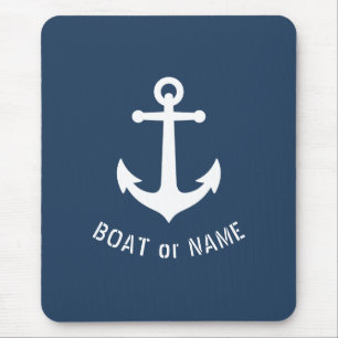 Nautical Vintag Anchor Your Boat oder Name Blue Mousepad