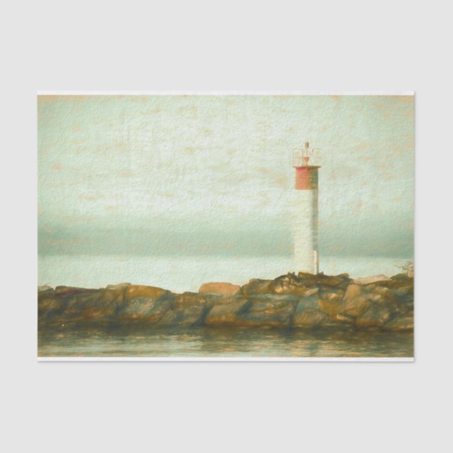 Nautical Vintag Red Green Lighthouse Kunst Seidenpapier (Vorderseite)