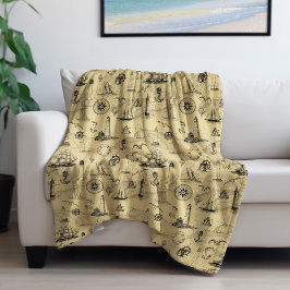 Nautical Vintag Segelschiff Anchor Coastal Décor Fleecedecke