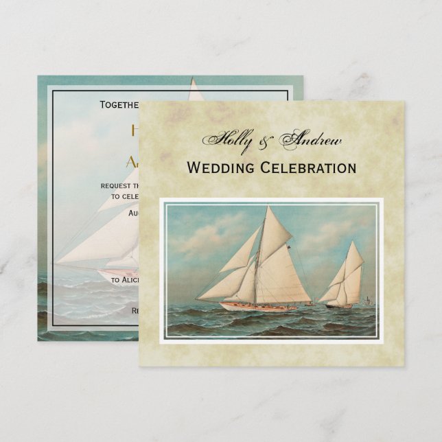 Nautical Vintag Yachten Racing #1 Einladung (Vorne/Hinten)