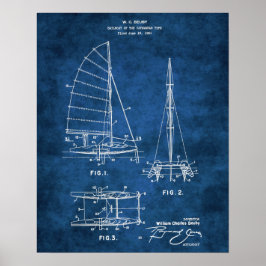 Nautical Wall Decke Sailboat Blueprint #6 Poster