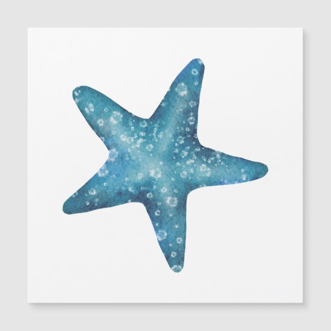 Nautical Watercolor Blue Starfish Magnetkarte (Vorderseite)