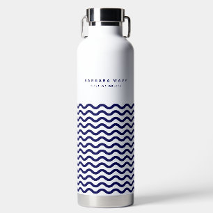 Nautical Wave Navy Blue Trendy Simple Stylish auf  Trinkflasche