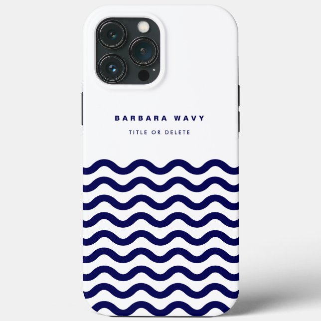Nautical Wave Navy Blue Trendy Simple Stylish Case-Mate iPhone Hülle (Rückseite)