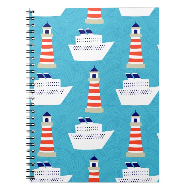 Nautical Waves: Lighthouse Cruiser Muster. Notizblock (Vorderseite)