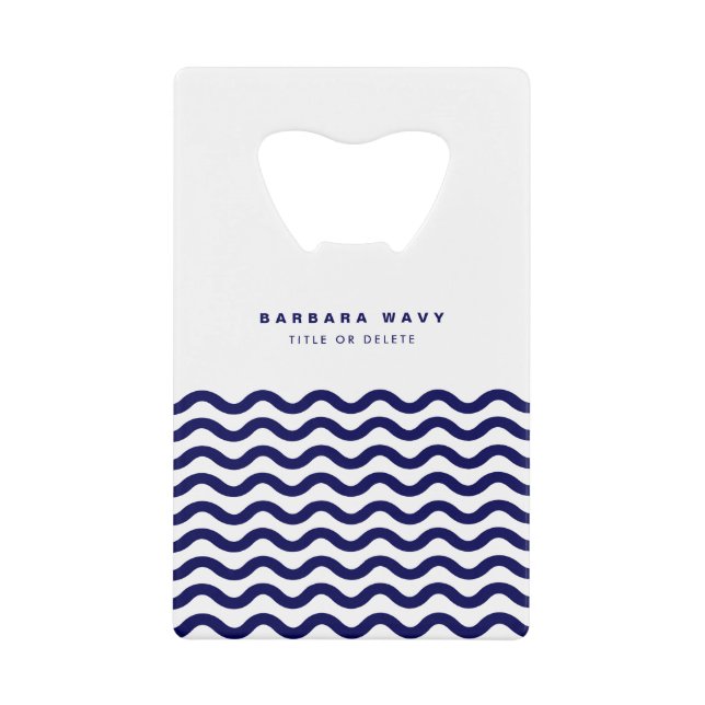 Nautical Waves Navy Blue Trendy Stylish 9 Waves Geldbeutel Flaschenöffner (Vorderseite)
