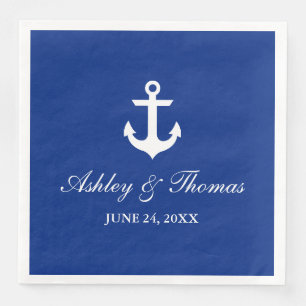 Nautical Wedding Anchor Blue D Serviette