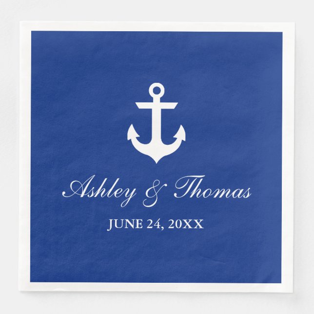 Nautical Wedding Anchor Blue D Serviette (Vorderseite)