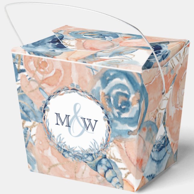 Nautical Wedding Beach Seashell Blume Geschenkschachtel (Rückseite)