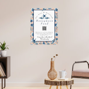 Nautical Wedding Beach Seashell Rose Flitterwochen Poster