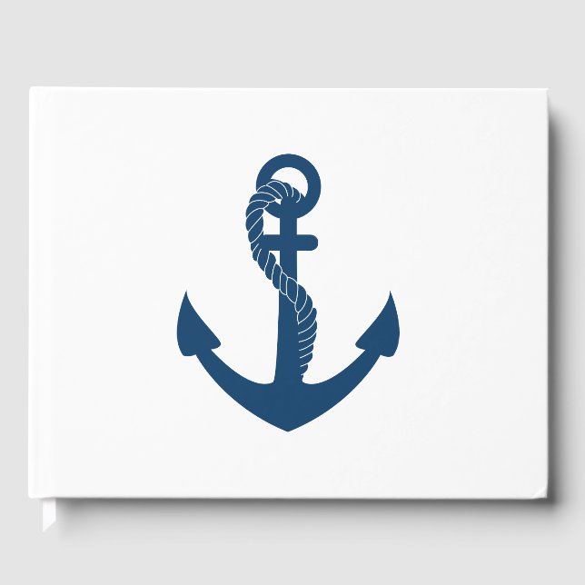 Nautical Wedding Blue Anchor Beach Summer Ocean Gästebuch (Vorderseite)