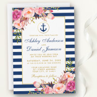 Nautical Wedding Blue Stripes Rosa Blütenladen