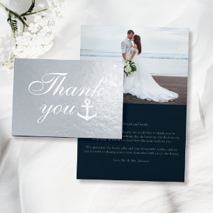 Nautical Wedding Danke, dass Sie Silver Real Folienkarte