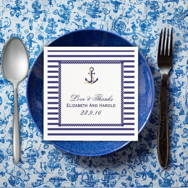 Nautical Wedding Danke Serviette (Nautical Wedding Thank You Paper Napkins)