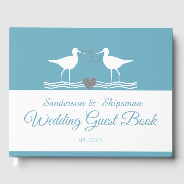Nautical Wedding Duty Blue Sandpiper Gästebuch (Vorderseite)