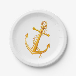 Nautical Wedding Gold Anchor Beach Summer Sailor Pappteller