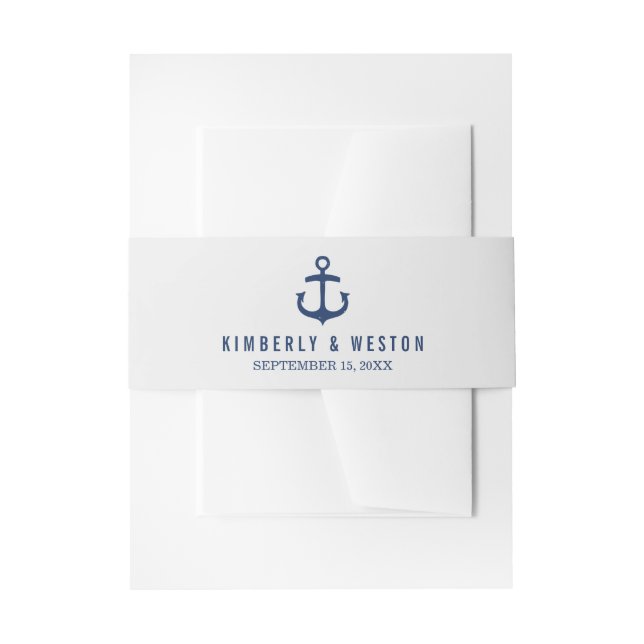 Nautical Wedding Invitation Bly Band / Navy (Vorderseite Beispiel)