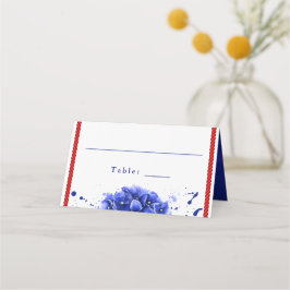 Nautical Wedding Red Blue Hydrangea Paint Tropfen Platzkarte
