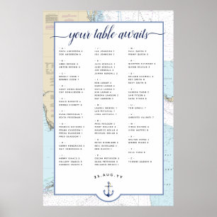 #Nautical #Wedding Seekarte   South #Florida Poster