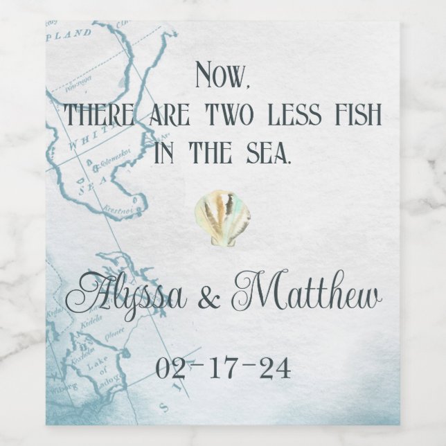 Nautical Wedding Wine Labels Weinetikett (Einzelnes Label)