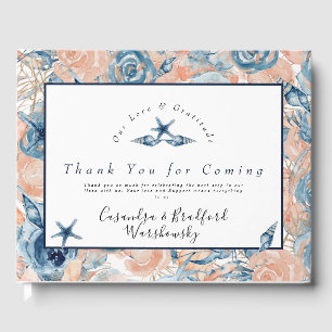 Nautical Wedtical Beach Muschel Blume Rose Gästebuch