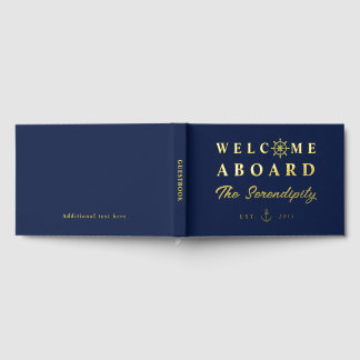 Nautical Welcome Aboard Add Name Boat Gästebuch