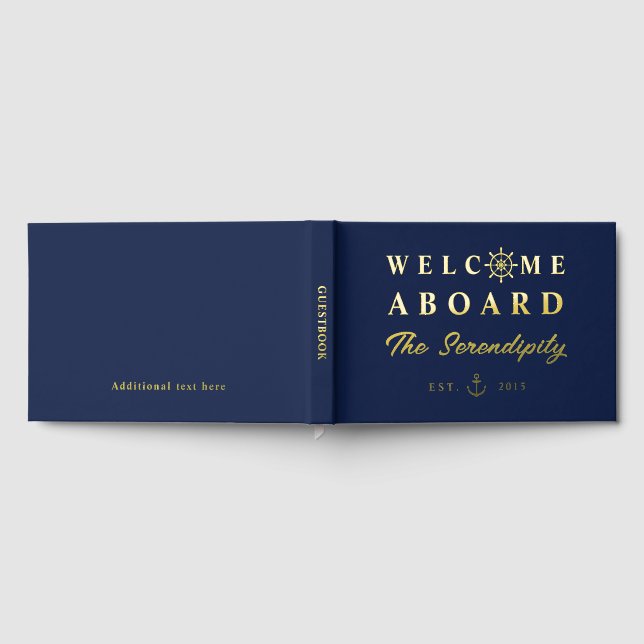 Nautical Welcome Aboard Add Name Boat Gästebuch (Voll)