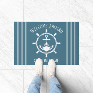 Nautical Welcome Kapitän Anker Marine Blue Fußmatte