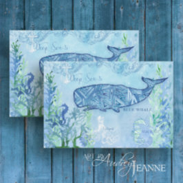 Nautical Whale Beach Seepferd Blue Minze Decoupage Seidenpapier