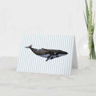 Nautical Whale Blue Stripe Karte