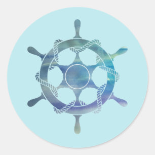 Nautical Wheel Ocean Party Danke Stickers