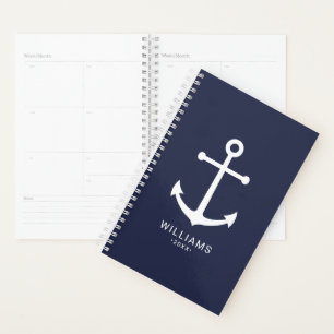 Nautical White Anchor and Custom Nom on Navy Blue