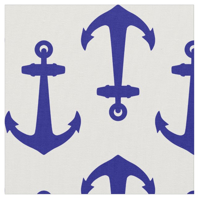 Nautical White Anchor Muster Stoff (Nahaufnahme)