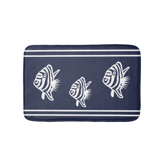 Nautical White über die Angelfischküste der Marine Badematte (Vorderseite)