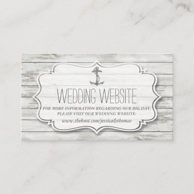 Nautical Whitewusal Wood Beach Wedding Collection Begleitkarte (Vorderseite)