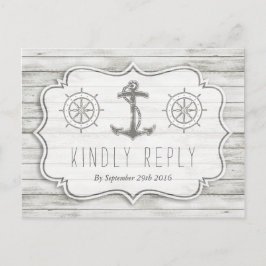 Nautical Whitewusal Wood Beach Wedding Collection Einladungspostkarte