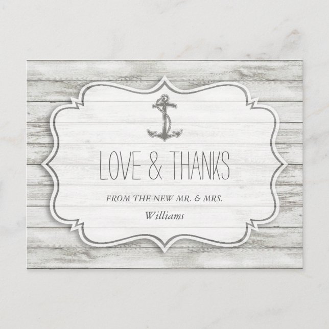 Nautical Whitewusal Wood Beach Wedding Collection Postkarte (Vorderseite)