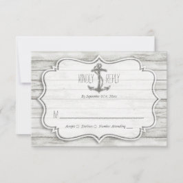 Nautical Whitewusal Wood Beach Wedding Collection RSVP Karte