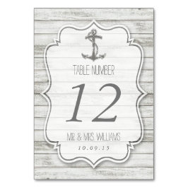 Nautical Whitewusal Wood Beach Wedding Collection Tischnummer